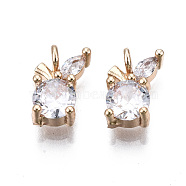 Brass Micro Pave Clear Cubic Zirconia Charms, Long-Lasting Plated, Cadmium Free & Lead Free, Apple, Light Gold, 10x6.5x4mm, Hole: 1.6mm(KK-S359-124-B01-RS)