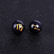 Synthetic Blue Goldstone Carved Constellation Beads, Round Beads, Virgo, 10mm(PW-WG92554-06)