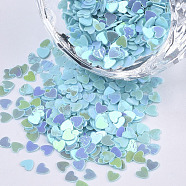 Ornament Accessories, PVC Plastic Paillette/Sequins Beads, AB Color Plated, Heart, Light Sky Blue, 2.7x3x0.4mm(X-PVC-T021-11C)