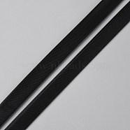 50M Polyester Satin Piping Trim, Cheongsam Piping Ribbon, Clothing Decoration, Black, 12x0.5mm, about 54.68 Yards(50m)/Roll(OCOR-WH0082-50)