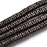 Electroplate Non-magnetic Synthetic Hematite Beads Strands, Wavy, Flat Round/Disc, Copper Plated, 6~6.5x6~6.5x1.5~2mm, Hole: 1mm, about 215pcs/strand, 16.14 inch(G-N0321-07B)