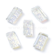 Embossed Glass Rhinestone Pendants, Rectangle, Faceted, Crystal AB, 14x7x4.2mm, Hole: 1.5mm(GLAA-J101-07A-001AB)