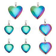CHGCRAFT 8Pcs Electroplate Non-magnetic Synthetic Hematite Pendants, with Platinum Tone Brass Findings, Rainbow Heart, 17.5~25x15~25x5~8mm, Hole: 2.5x6mm, 8pcs/box(G-CA0001-44)