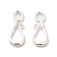 Water Plating Brass Hook Clasps, Cadmium Free & Lead Free, 925 Sterling Silver Plated, 19x8x2mm, Hole: 3mm(KK-H442-57S)