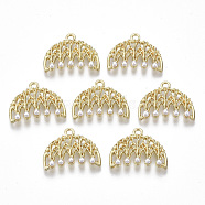 Alloy Pendants, with ABS Plastic Imitation Pearl, Comb, White, Light Gold, 15x19.5x4mm, Hole: 1.6mm(X-PALLOY-R116-04)