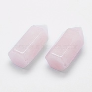 Natural Rose Quartz Pointed Beads, Healing Stones, Reiki Energy Balancing Meditation Therapy Wand, Undrilled/No Hole Beads, Bullet, 33~35x16~17x14.5~15mm(X-G-G760-K20)