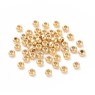 304 Stainless Steel Beads, Round, Real 24k Gold Plated, 6x5mm, Hole: 2mm(STAS-H400-6mm-45G)