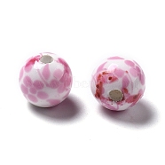 Handmade Printed Porcelain Beads, Round, Pearl Pink, 8mm, Hole: 2mm(X-PORC-Q201-8mm-3)