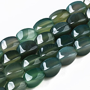 Natural Agate Beads Strands, Dyed, Twist Oval, Sea Green, 12x8.5x8.5mm, Hole: 1mm, about 33pcs/strand, 15.55 inch(39.5cm)(G-S359-261D)