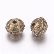 Tibetan Style Alloy Beads, Round, Lead Free & Nickel Free & Cadmium Free, Antique Bronze Color, 8mm in diameter, 7mm thick, hole: 1.5mm(MLF11126Y-NF)