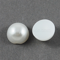 ABS Plastic Imitation Pearl Cabochons, Half Round, White, 1.5x0.75mm(SACR-S738-1.5mm-Z9)