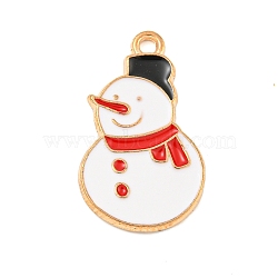 Christmas Theme Alloy Enamel Pendants, Light Gold, Snowman, 24x14x1.5mm, Hole: 1.6mm(ENAM-M221-01KCG-10)