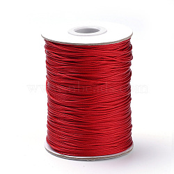 Braided Korean Waxed Polyester Cords, Red, 1.5mm, about 174.97 yards(160m)/roll(YC-T002-1.5mm-133)