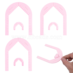 6Pcs PLA Clay Earring Drilling Guide Tool, Arch, Pink, 23.5~100x29.5~80x3~15mm(TOOL-PH0002-05)