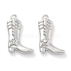 Brass Micro Pave Cubic Zirconia Pendants, Boot Charms, Real Platinum Plated, 16.5x11.5x3mm, Hole: 1.2mm(KK-M102-52P)