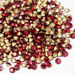 Back Plated Grade A Diamond Glass Pointed Rhinestone, Siam, 1.9~2mm, about 1440pcs/bag(RGLA-SS6-029)