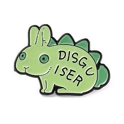 Green Series Composite Animal Enamel Pins, Electrophoresis Black Alloy Brooches, Word Disguiser, Rabbit Dinosaur, 22.5x31x1mm(JEWB-E027-03EB-01)