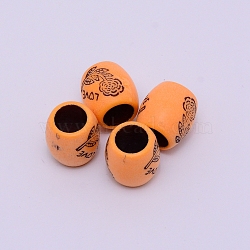 Resin Dreadlocks Braiding Beads, for Hair Styling, Column, Coral, 15.2x14.2mm, Hole: 9mm(OHAR-WH0015-12)