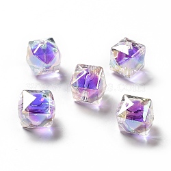 Two Tone UV Plating Rainbow Iridescent Acrylic Beads, Polygon, Purple, 15.5x16x16mm, Hole: 2.7~2.8mm(TACR-D010-02G)