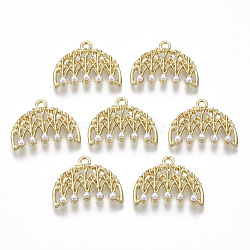 Alloy Pendants, with ABS Plastic Imitation Pearl, Comb, White, Light Gold, 15x19.5x4mm, Hole: 1.6mm(X-PALLOY-R116-04)