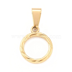 Ion Plating(IP) 304 Stainless Steel Pendants, Round Ring Charm, Golden, 19.5x16x2mm, Hole: 4x8mm(STAS-F288-09G)