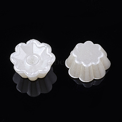 ABS Plastic Imitation Pearl  Rhinestone Settings, Flower, Creamy White, Fit for 2mm Rhinestone, 10x4.5mm(OACR-S020-16)