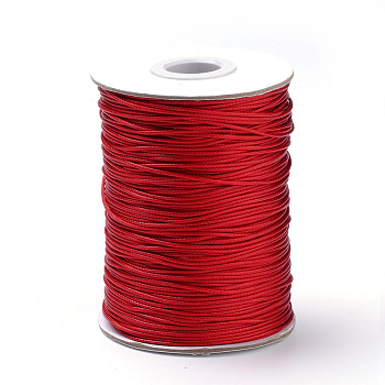 Braided Korean Waxed Polyester Cords, Red, 1.5mm, about 174.97 yards(160m)/roll