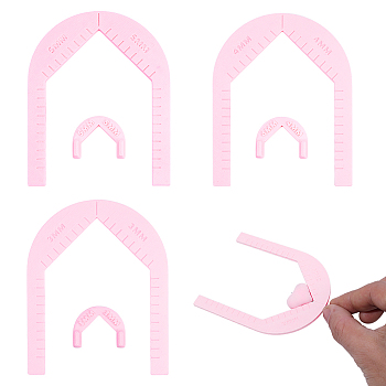 6Pcs PLA Clay Earring Drilling Guide Tool, Arch, Pink, 23.5~100x29.5~80x3~15mm