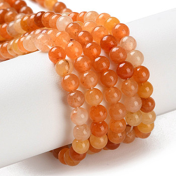 Natural Red Aventurine Beads Strands, Round, 5mm, Hole: 0.8mm, about 86pcs/strand, 15.16 inch(38.5cm)