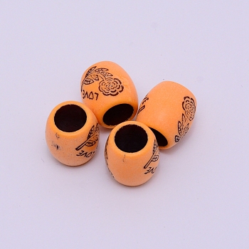Resin Dreadlocks Braiding Beads, for Hair Styling, Column, Coral, 15.2x14.2mm, Hole: 9mm