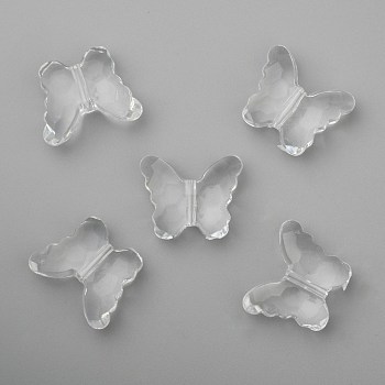 Transparent Acrylic Beads, Butterfly, Clear, about 29mm long, 23mm wide, 12mm thick, hole: 2mm, about 113pcs/500g