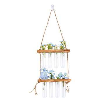 Hanging Glass Hydroponic Vase, with Wood Frame, for Indoor Garden Home Decoration, Navajo White, Fihished Product: 45x197x470mm