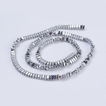 Electroplate Non-magnetic Synthetic Hematite Beads Strands, Rectangle, Platinum Plated, 4x2x2mm, Hole: 1mm, about 207pcs/strand, 15.5 inch(39.5cm)