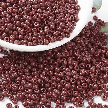 MIYUKI Round Rocailles Beads, Japanese Seed Beads, 8/0, (RR4470) Duracoat Dyed Opaque Maroon, 3mm, Hole: 1mm, about 422~455pcs/10g