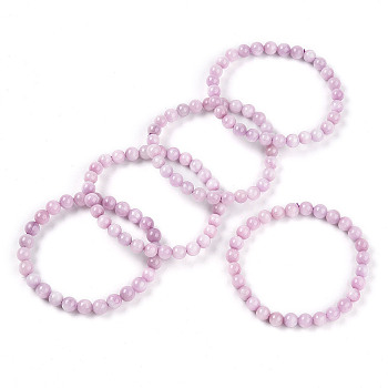 Natural Kunzite Round Beads Stretch Bracelets Women Men, Inner Diameter: 2-1/8 inch(55mm), Beads: 6~7mm in diameter