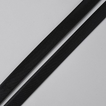 50M Polyester Satin Piping Trim, Cheongsam Piping Ribbon, Clothing Decoration, Black, 12x0.5mm, about 54.68 Yards(50m)/Roll