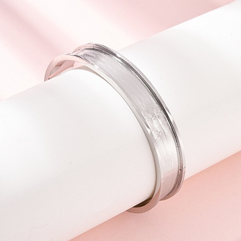 304 Stainless Steel Grooved Bangle Base, Blank Cuff Bangles, Leather Inlay Bangle Making, Stainless Steel Color, Inner Diameter: 1.71x2.50 inch(4.35x6.35cm), Slot: 9mm