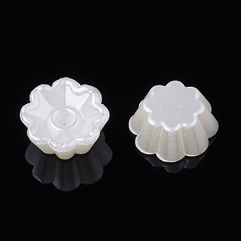 ABS Plastic Imitation Pearl  Rhinestone Settings, Flower, Creamy White, Fit for 2mm Rhinestone, 10x4.5mm