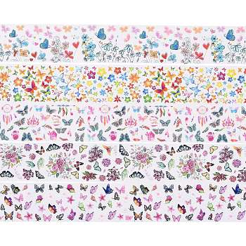 Nail Art Foil Transfer Stickers, Flowers Butterfly Nail Decals, for DIY Design Nail Extension Gel Art Decorations, Mixed Color, 50x4cm