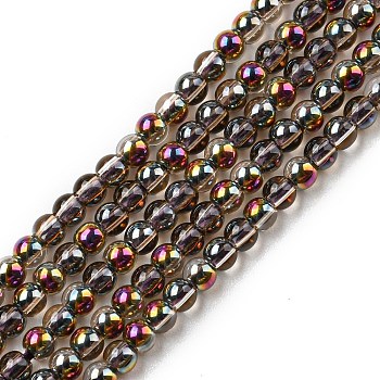 Electroplate Glass Beads Strands, Half Plated, Round, Slate Gray, 2.3mm, Hole: 0.3mm, about 180~183pcs/strand, 14.09~14.33''(35.8~36.4cm)