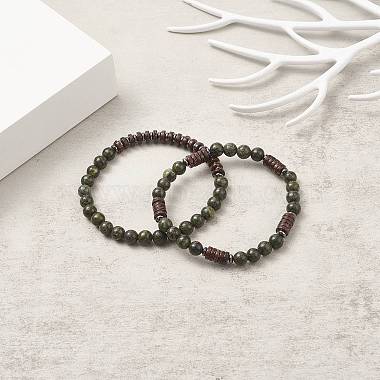 Natural Serpentine & Synthetic Non-magnetic Hematite Beads Energy Stretch Bracelets Set(BJEW-JB07142-05)-8