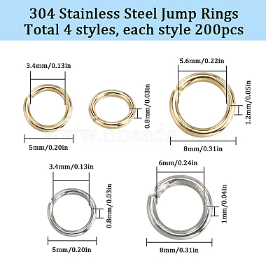 800Pcs 4 Styles 304 Stainless Steel Jump Rings(STAS-SC0006-08)-2