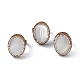 Natural Shell Oval Adjustable Ring with Rhinestone(RJEW-F134-07AB)-1