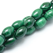 Natural Malachite Beads Strands, Rice, 8~9x6mm, Hole: 0.8mm, about 45pcs/strand, 15.75 inch(40cm)(G-D0011-09C)