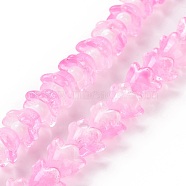 Transparent Glass Beads Strands, Flower, Pearl Pink, 11~12x7.5~8mm, Hole: 1.4mm, about 50pcs/strand, 11.42''(29cm)(LAMP-H061-01C-02)