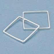 Brass Linking Rings, Long-Lasting Plated, Square, 925 Sterling Silver Plated, 15x15x1mm, Inner Diameter: 14x14mm(KK-Y003-01H-S)