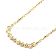 304 Stainless Steel Pendant Necklaces, Brass Micro Pave Clear Cubic Zirconia Pendant Necklaces, Stick, 18.70 inch(47.5cm)  Pendant: 9x29.5mm(NJEW-U002-19G)