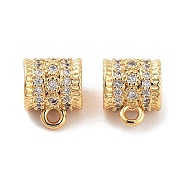 Brass Micro Pave Clear Cubic Zirconia Tube Bails, Column, Real 18K Gold Plated, 9x7.5x6.5mm, Hole: 1.5mm(KK-S394-06D)