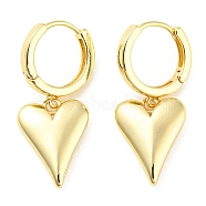 Rack Plating Brass Heart Dangle Hoop Earrings, Lead Free & Cadmium Free, Real 18K Gold Plated, 32x13.5mm(EJEW-Q779-01G)