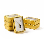 (Defective Closeout Sale: Slightly Concave and Yellowing) Rectangle Valentines Day Presents Packages Cardboard Jewelry Set Boxes with Visible Window, for Necklaces, Earrings and Rings, Gold, 9x6.5x2.6cm, Inner Diameter: 85x60x17mm(CBOX-XCP0001-03)